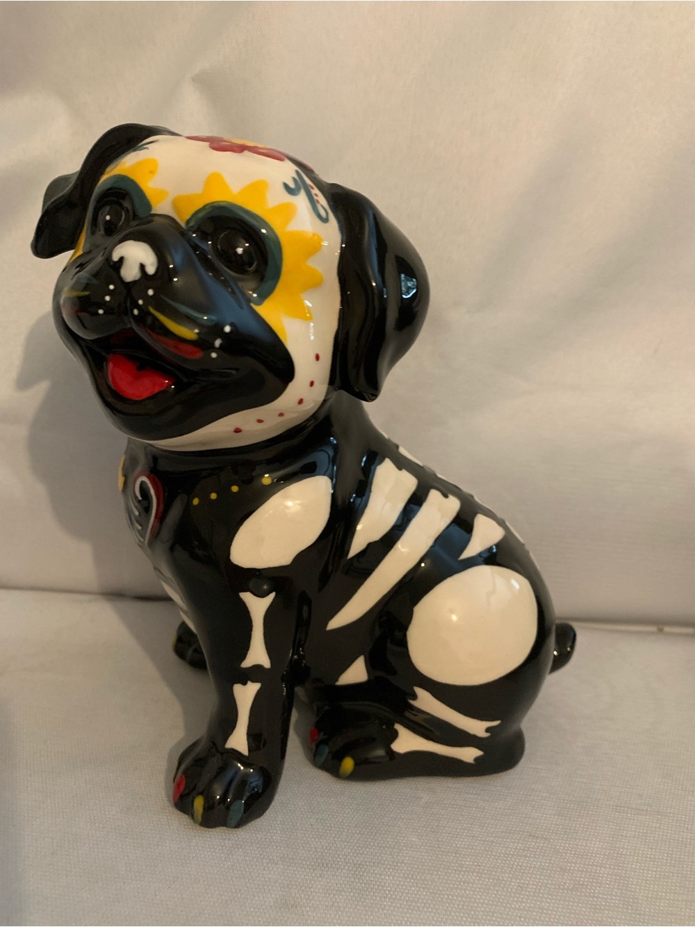 Blue Sky Clayworks Pug Dog Day of the Dead Figurine Halloween Skeleton 8"